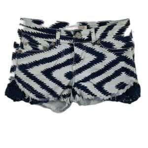 No Boundaries Juniors Shorts Size 1 Navy White Lace Trim